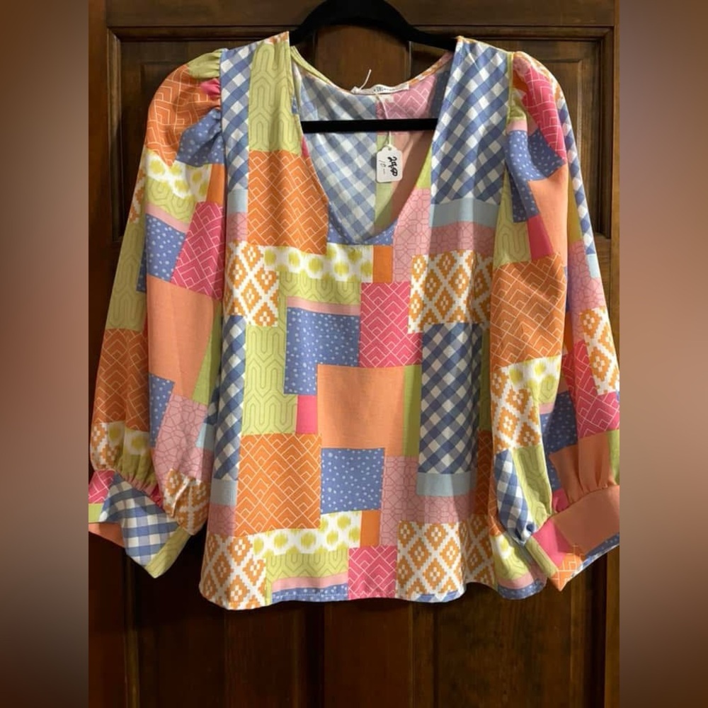 Patchwork Women's Blouse with Vibrant Colors